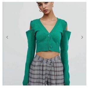 For love & lemons green cropped cardigan
